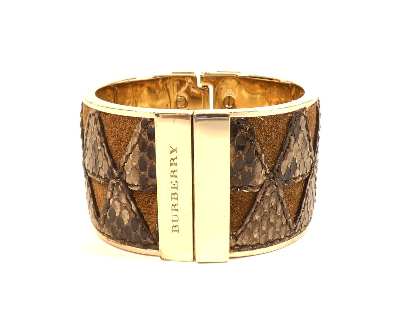 Burberry Wide Leather Hinged Bangle