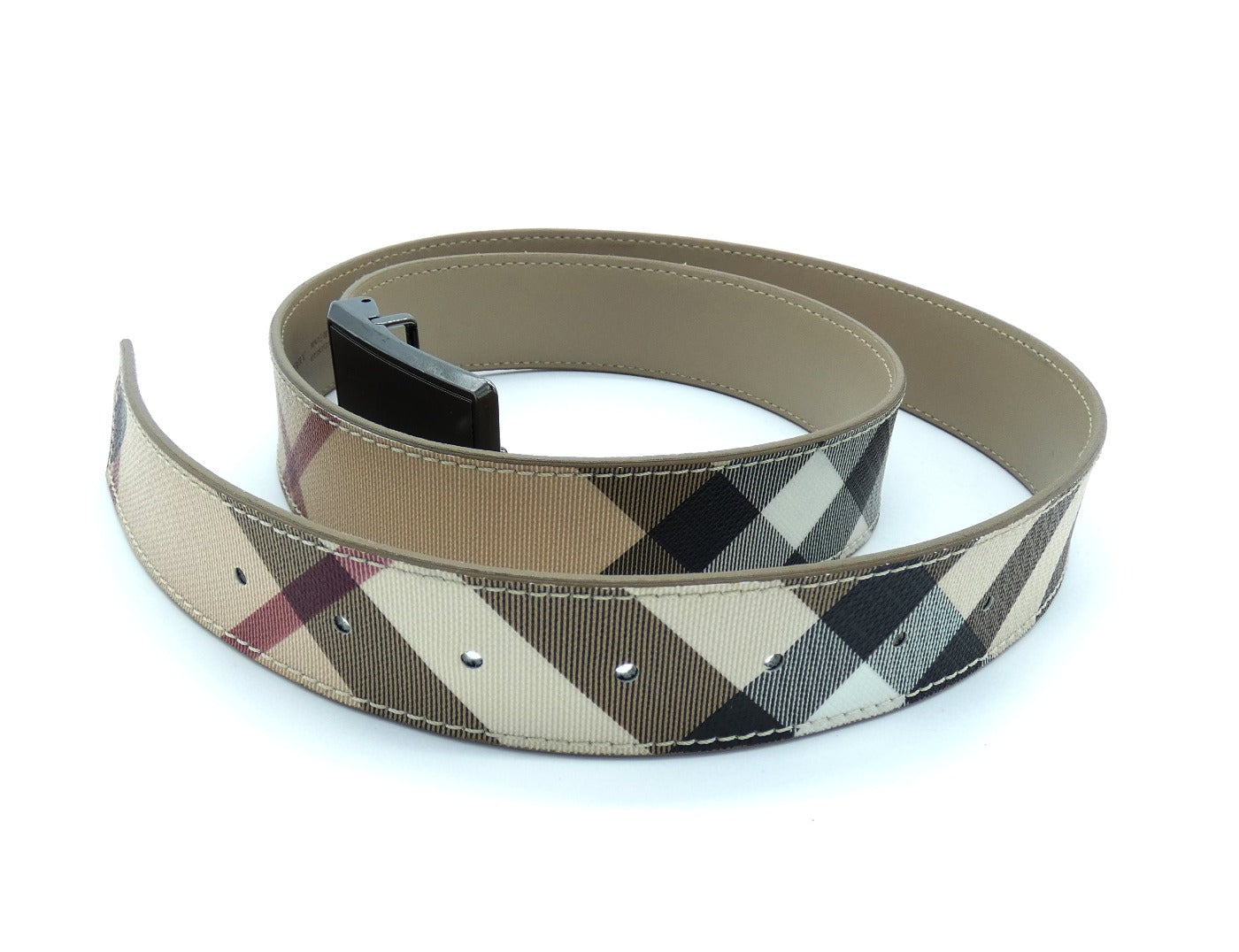 Burberry Nova Check Leather and PVC Belt Belt Burberry