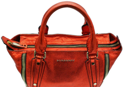 Burberry Somerford Red Metallic Satchel