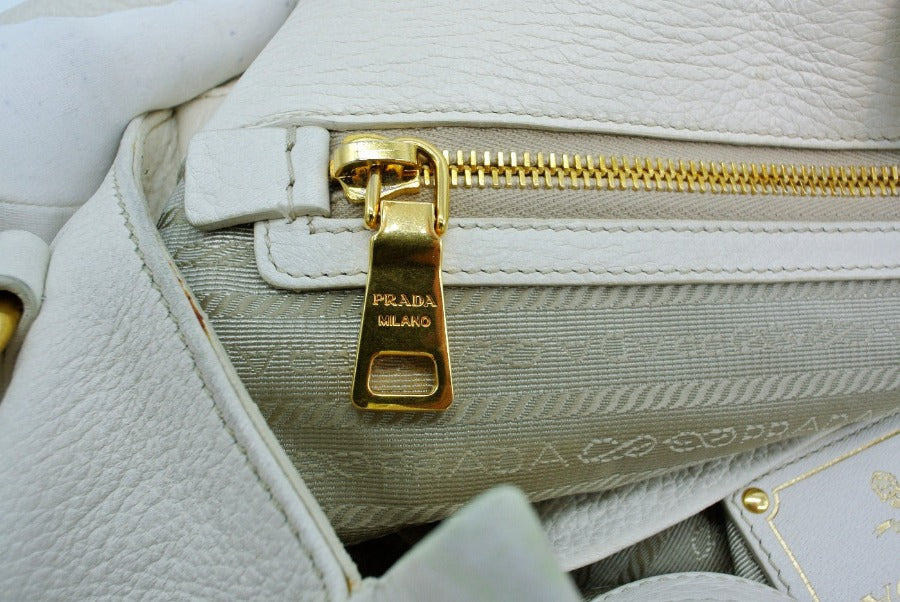 Prada Cream Cervo Deerskin Top Handle Bag