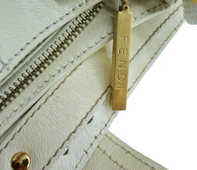 Fendi Vintage Cream Leather Gold Logo Mini Bag Bag Fendi