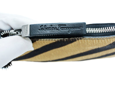 Salvatore Ferragamo Calf Hair Zebra Bracelet Wristlet