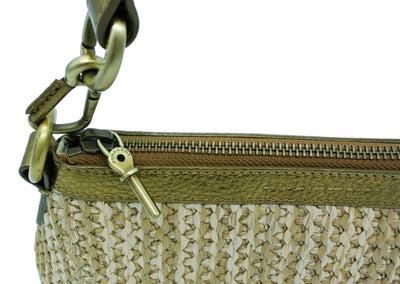 Burberry Gold Leather and Raffia Mini Bag Bag Burberry